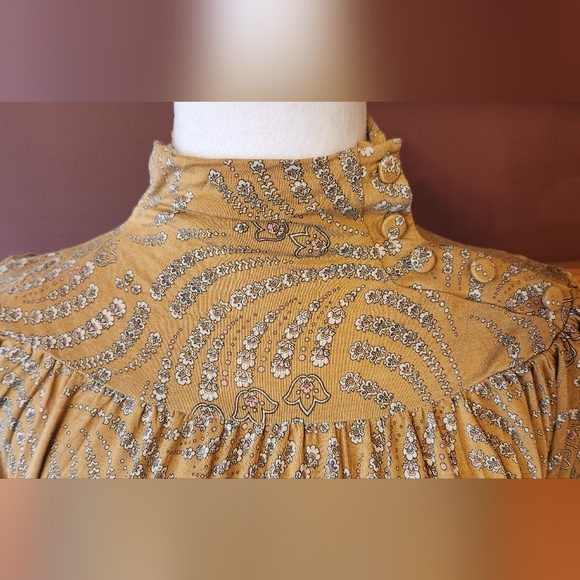 Ann Taylor Mustard Yellow Floral Turtleneck Top Blouse Size XS - Picture 5 of 12